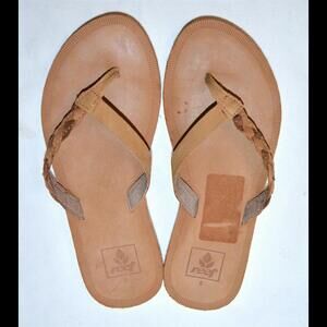 Reef Flat Leather Flip Flop Womens Thong Sandals Shoes Size 5 *Excellent*